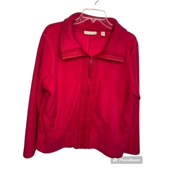 Coldwater Creek Size M Pink Jacket Fleece Full Zip Pockets Stretch Womens - Picture 1 of 4